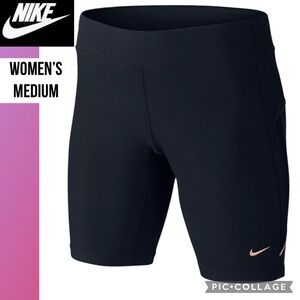 Nike Womens Shorts Black Running Filament Gym Training 8” Inseam Low Rise Size M